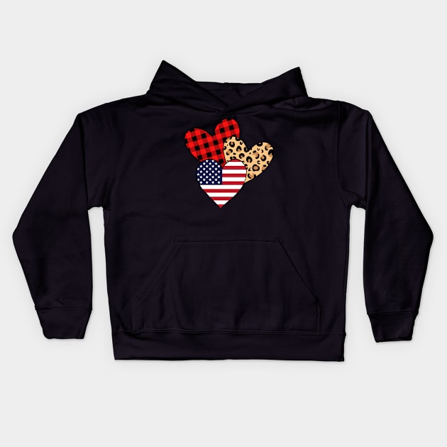 4th of July American Flag Proud USA Patriotic Kids Hoodie by FabulousDesigns